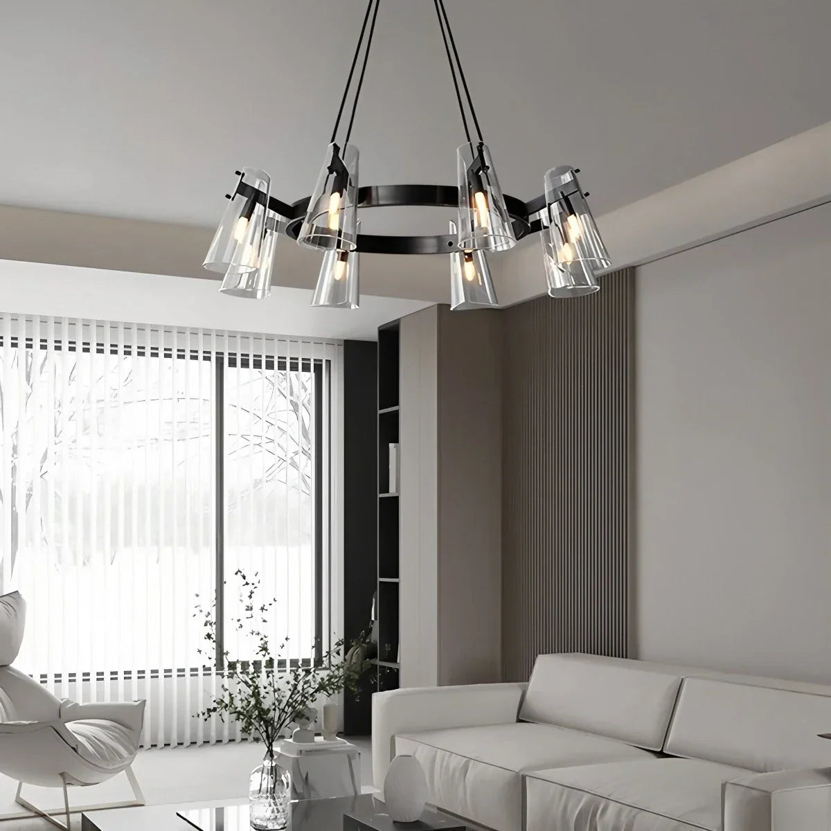 flairel Modern All-Copper Acrylic Chandelier for Dining Room
