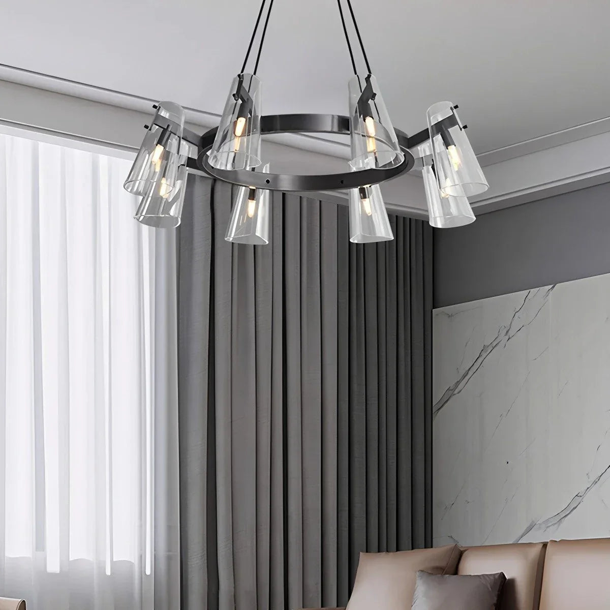 flairel Modern All-Copper Acrylic Chandelier for Dining Room