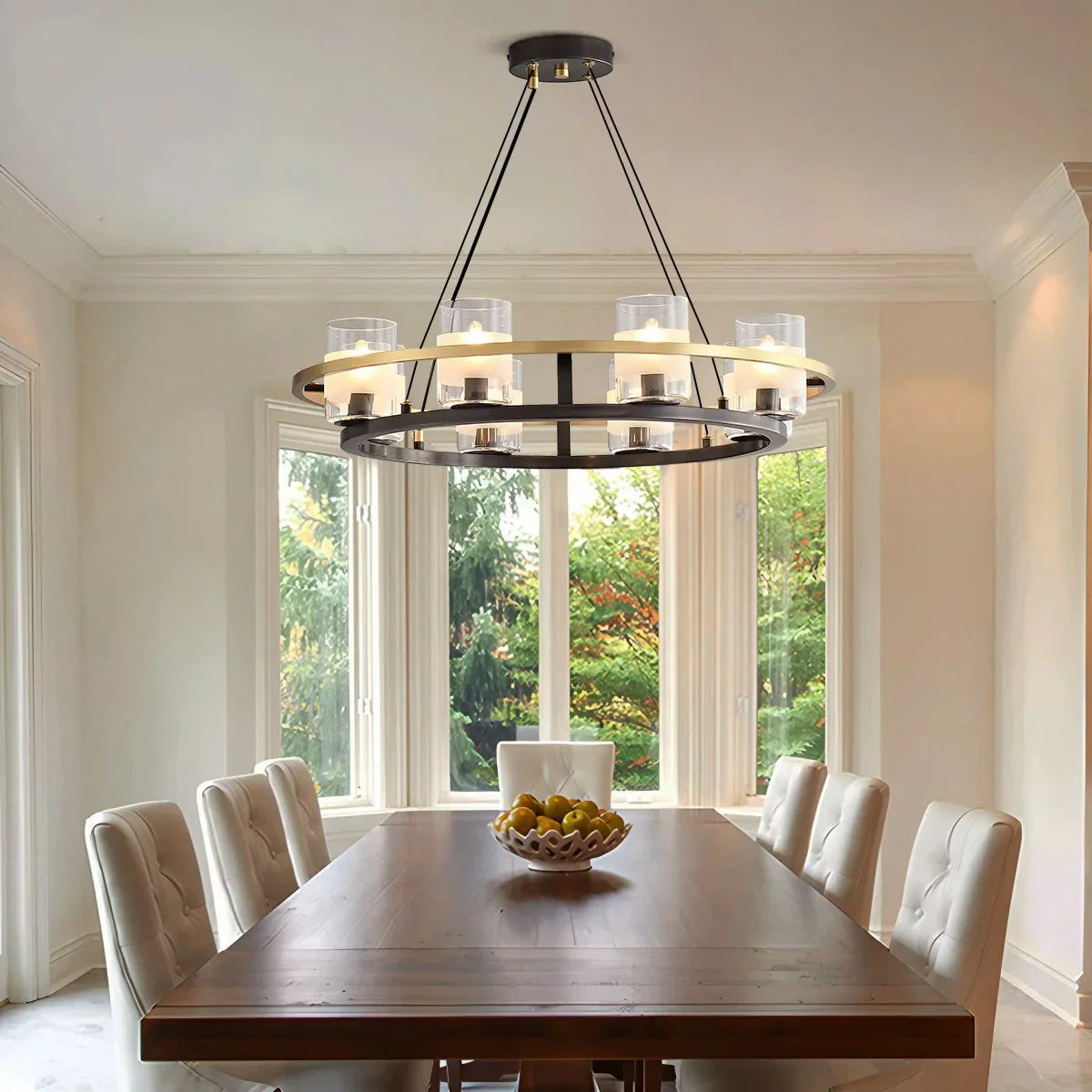 flairel Nordic Art Simulation Candle Glass Chandelier