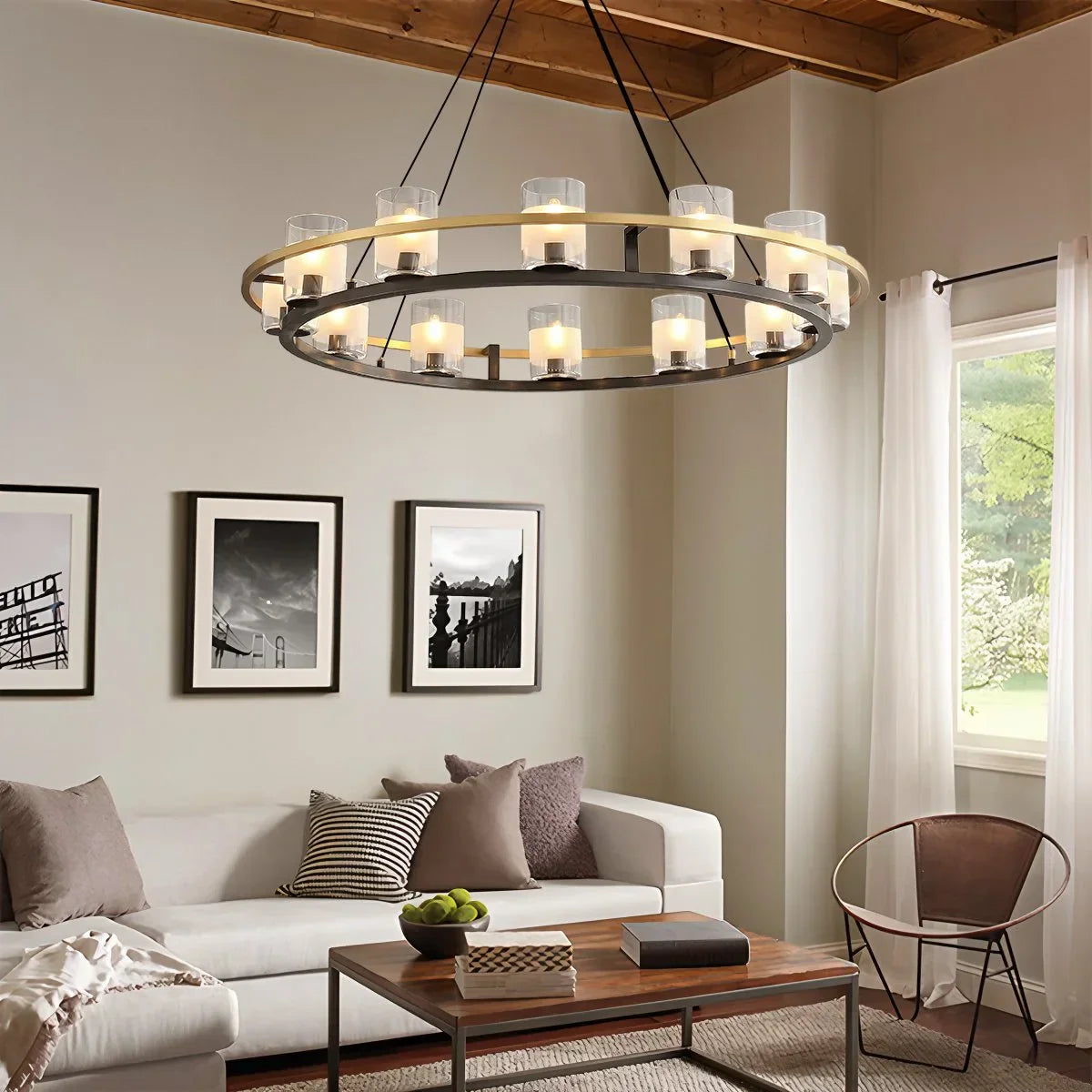 flairel Nordic Art Simulation Candle Glass Chandelier