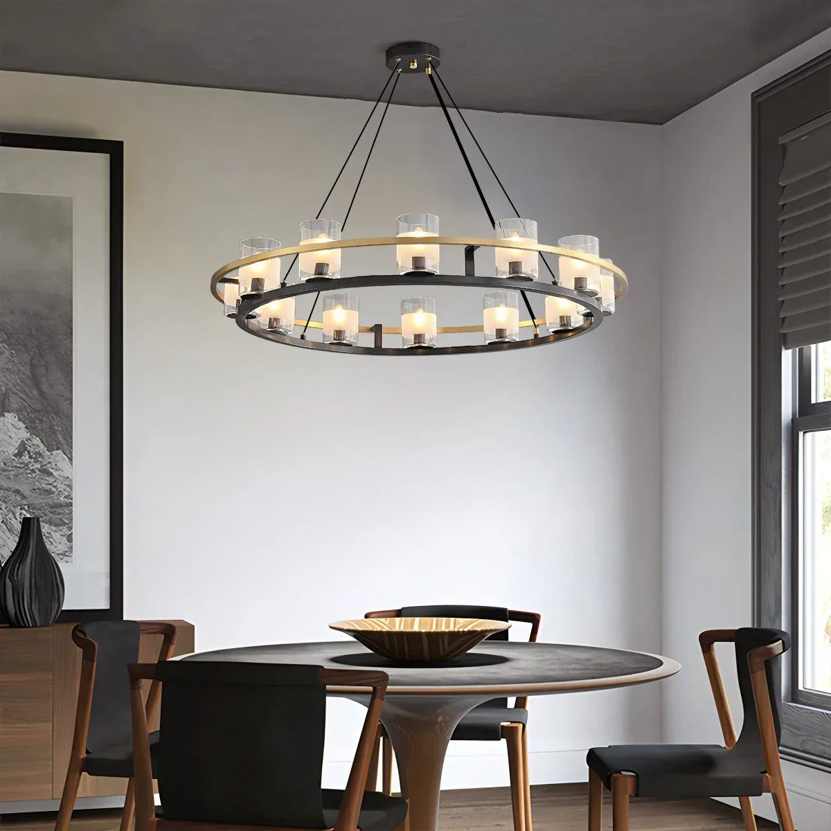 flairel Nordic Art Simulation Candle Glass Chandelier