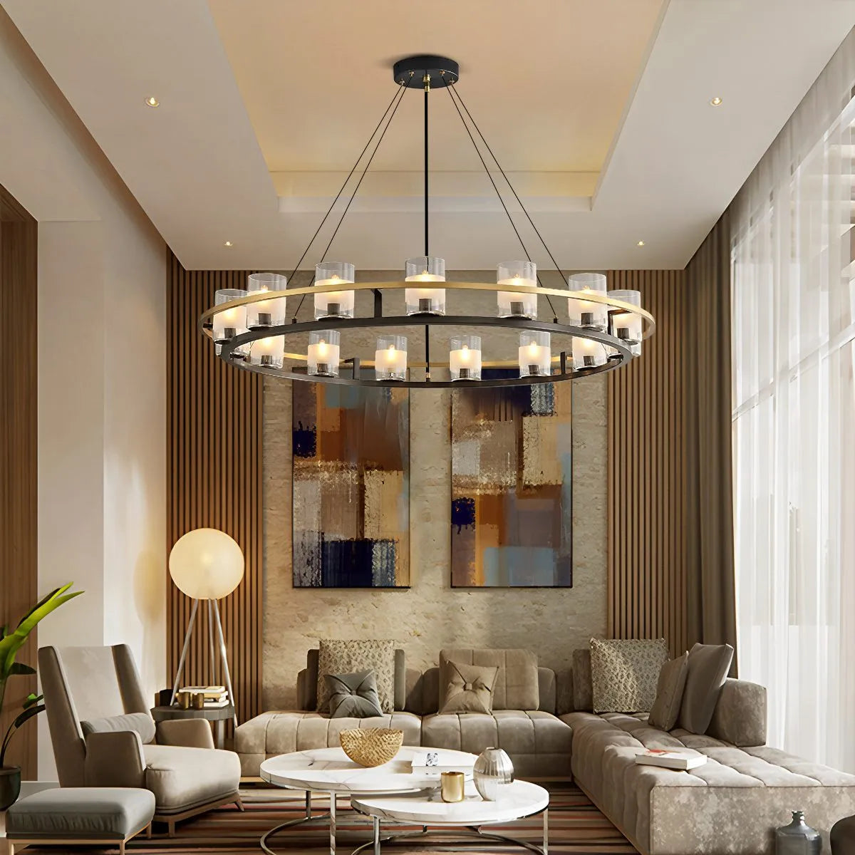 flairel Nordic Art Simulation Candle Glass Chandelier