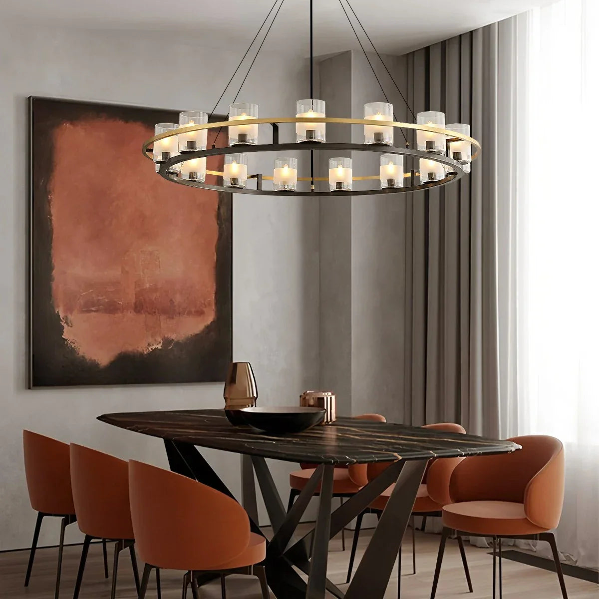 flairel Nordic Art Simulation Candle Glass Chandelier
