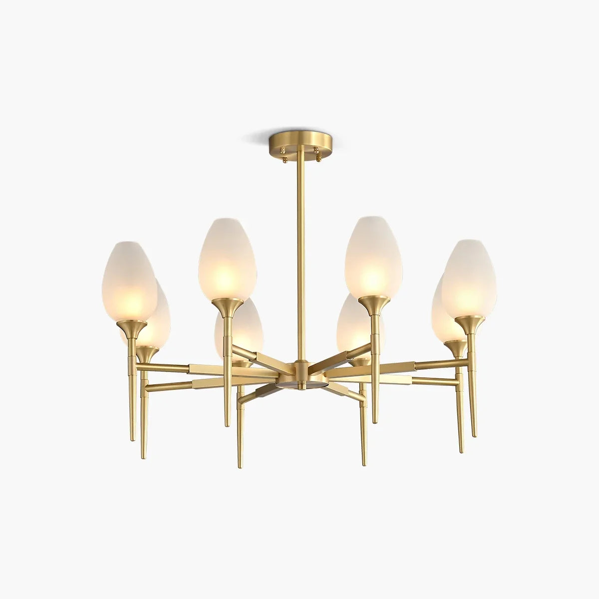 flairel American All-Copper Bud Glass Chandelier