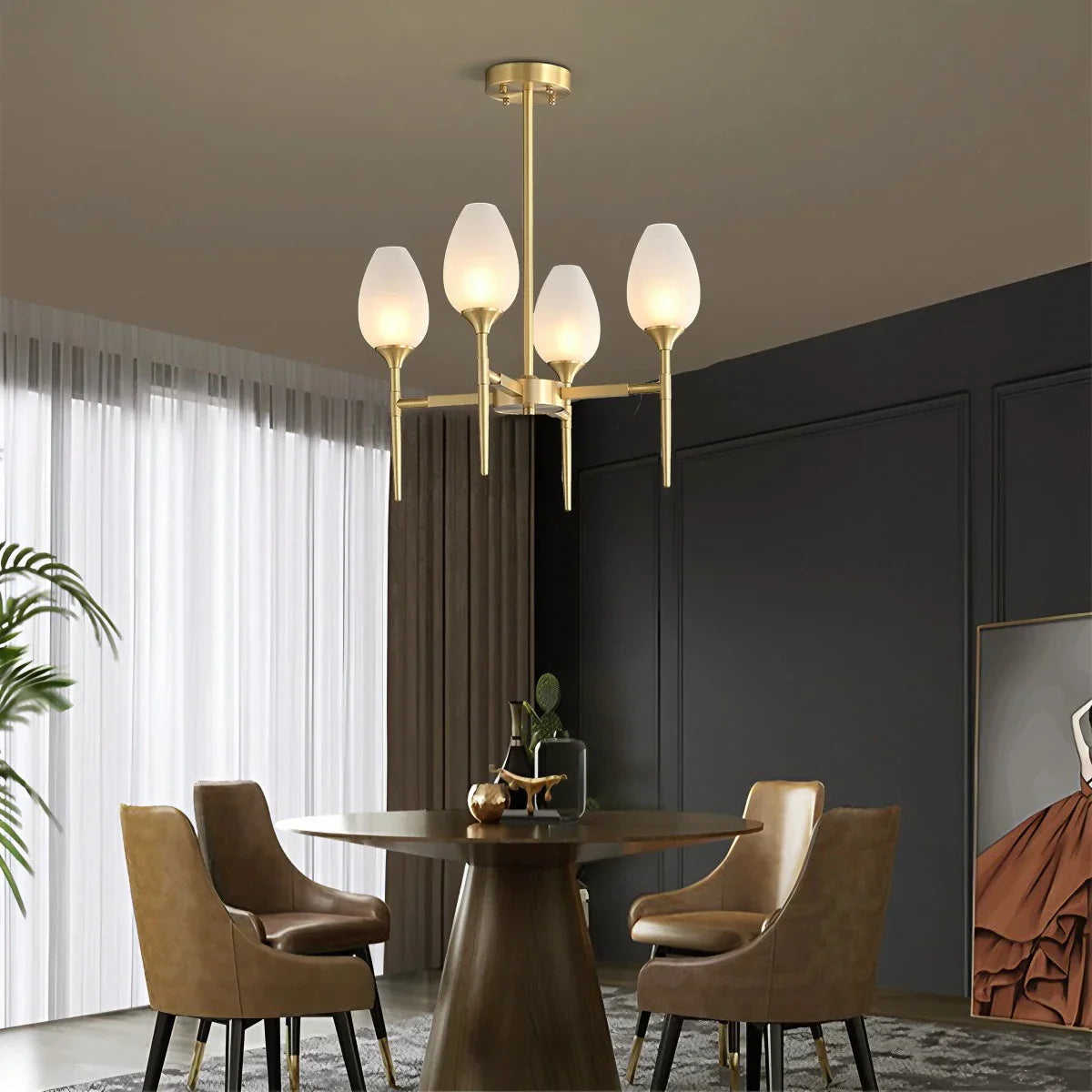 flairel American All-Copper Bud Glass Chandelier