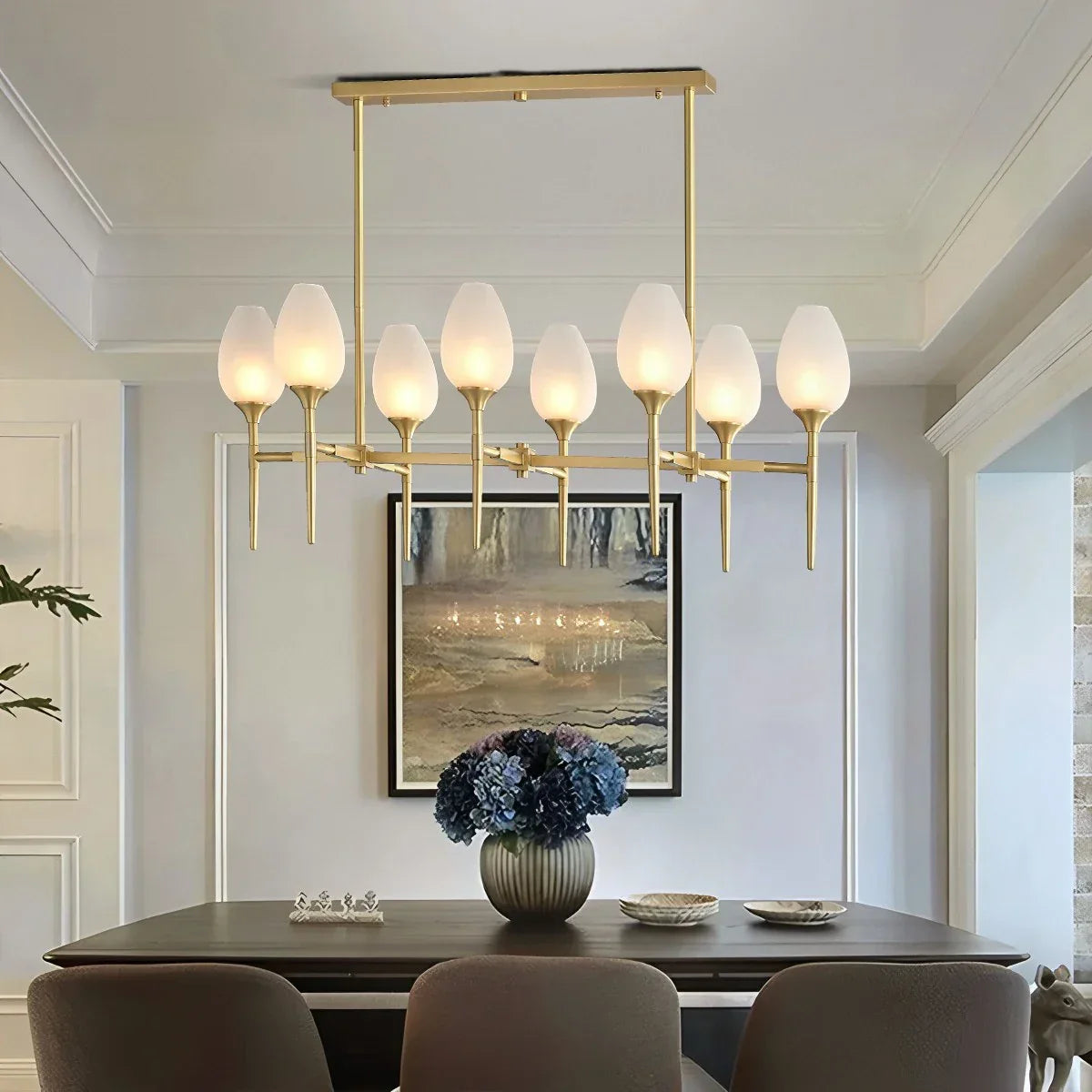 flairel American All-Copper Bud Glass Chandelier
