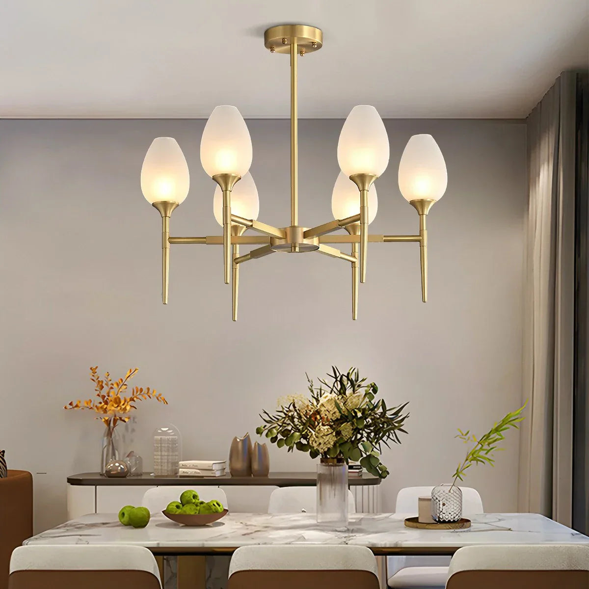 flairel American All-Copper Bud Glass Chandelier