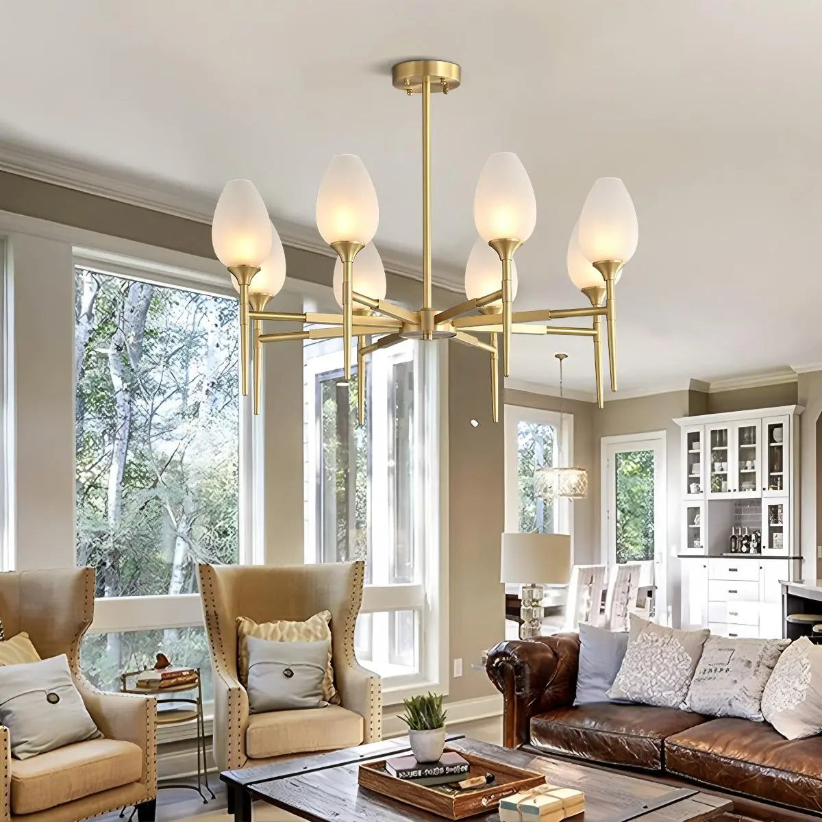 flairel American All-Copper Bud Glass Chandelier