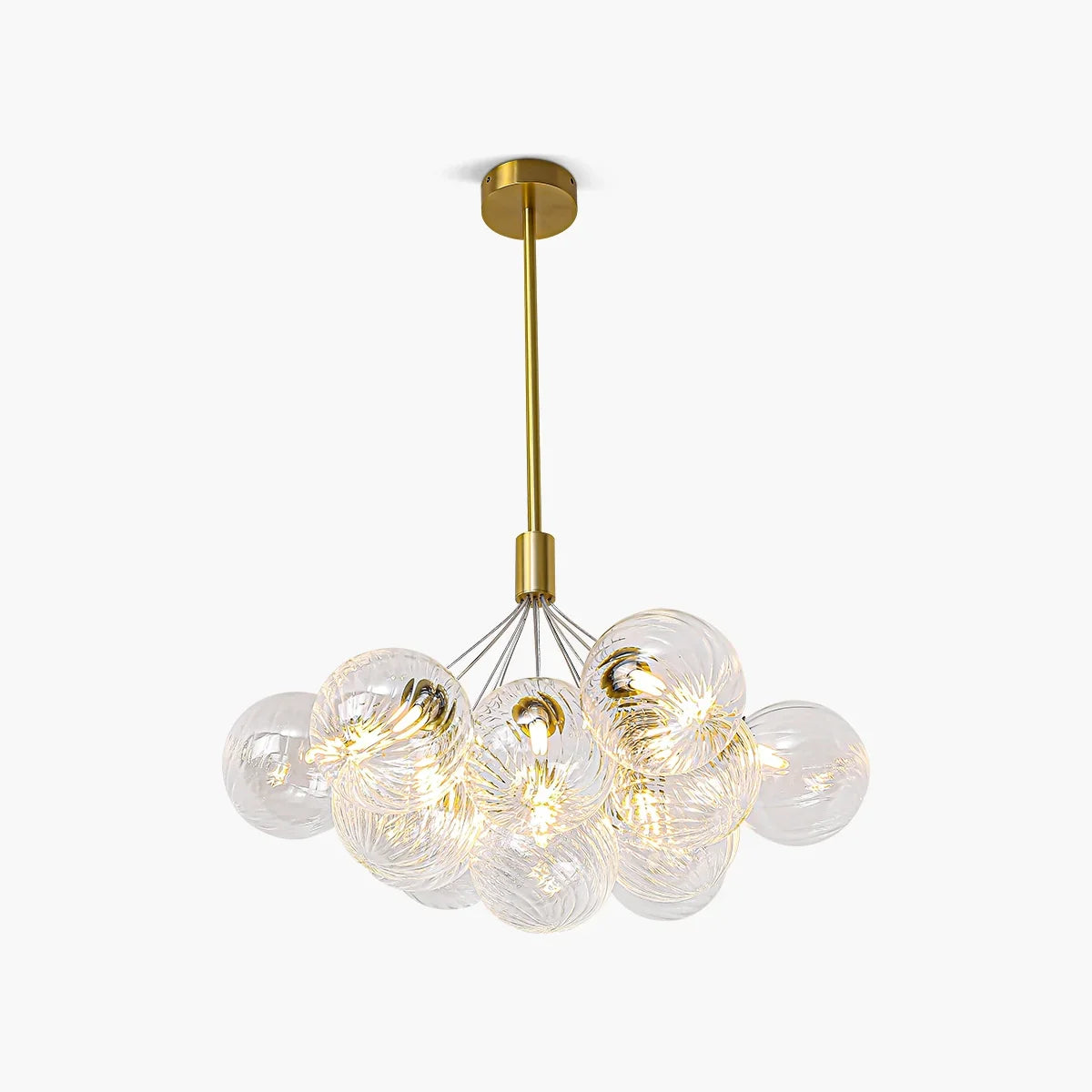 flairel Luxury All Copper Glass Bubble Ball Chandelier