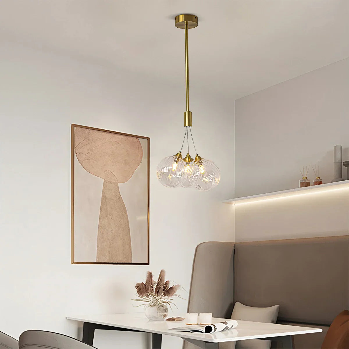flairel Luxury All Copper Glass Bubble Ball Chandelier
