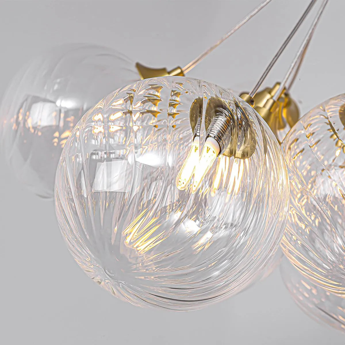flairel Luxury All Copper Glass Bubble Ball Chandelier