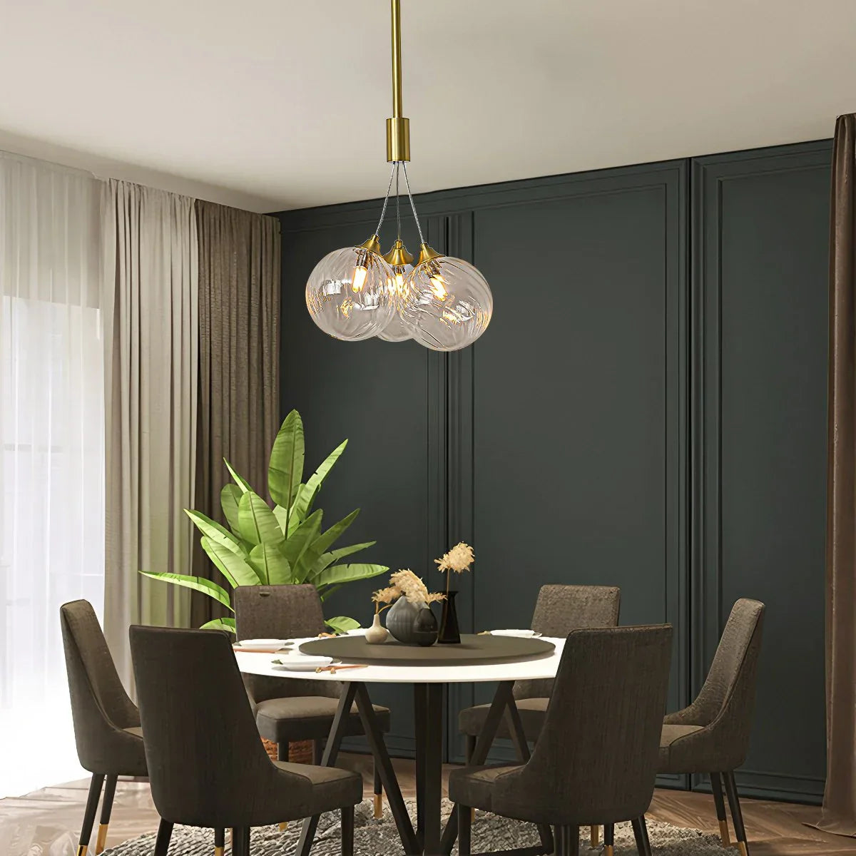 flairel Luxury All Copper Glass Bubble Ball Chandelier