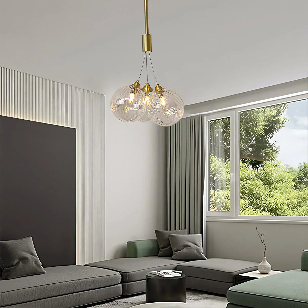 flairel Luxury All Copper Glass Bubble Ball Chandelier