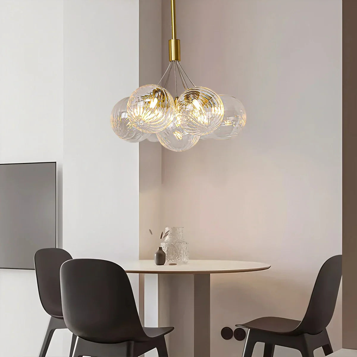 flairel Luxury All Copper Glass Bubble Ball Chandelier