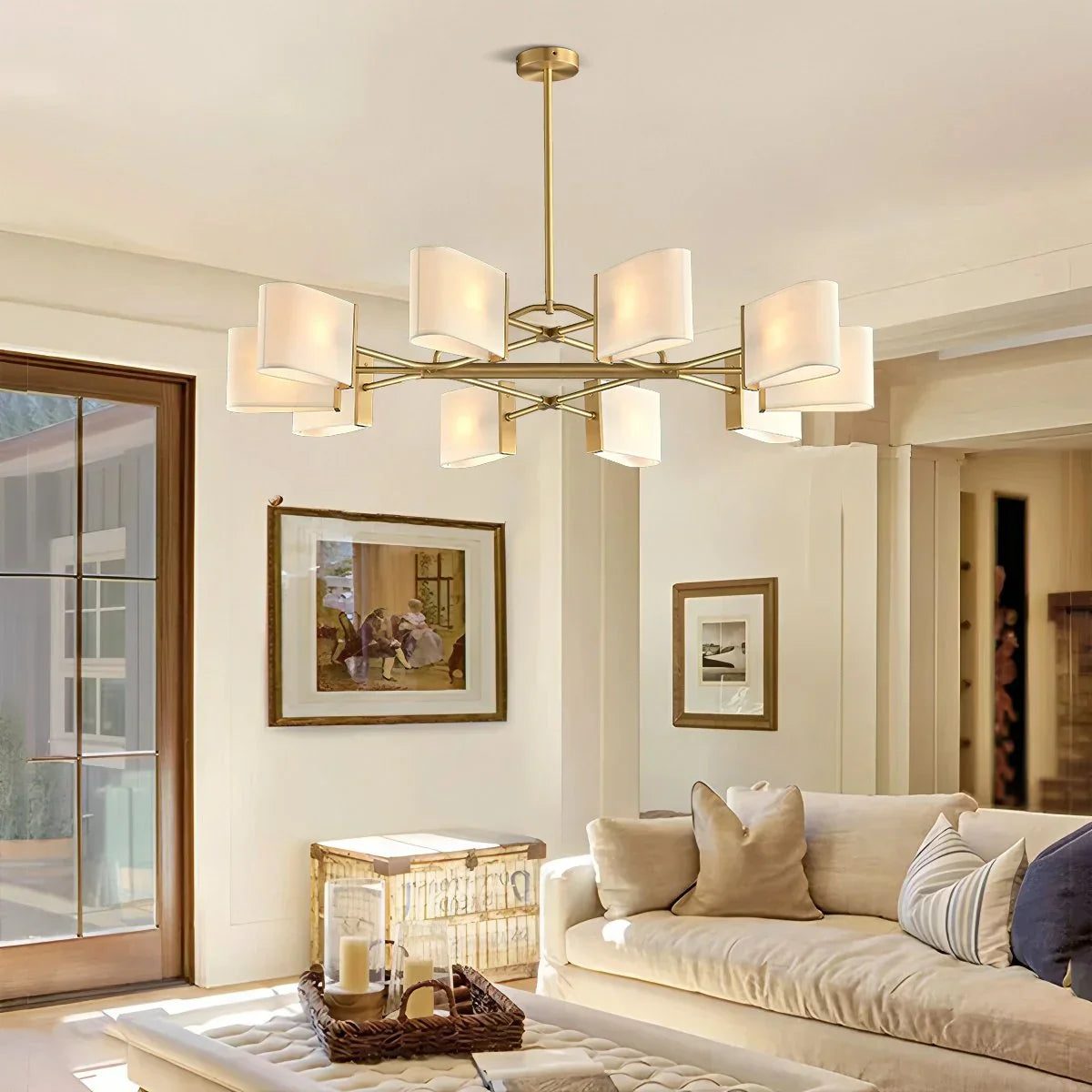 flairel American Retro Brass Fabric Chandelier