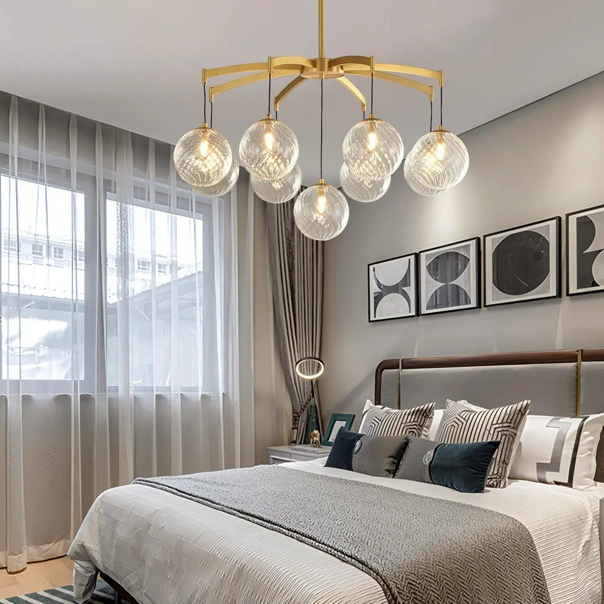 flairel Modern Luxury Copper Glass Ball Chandelier