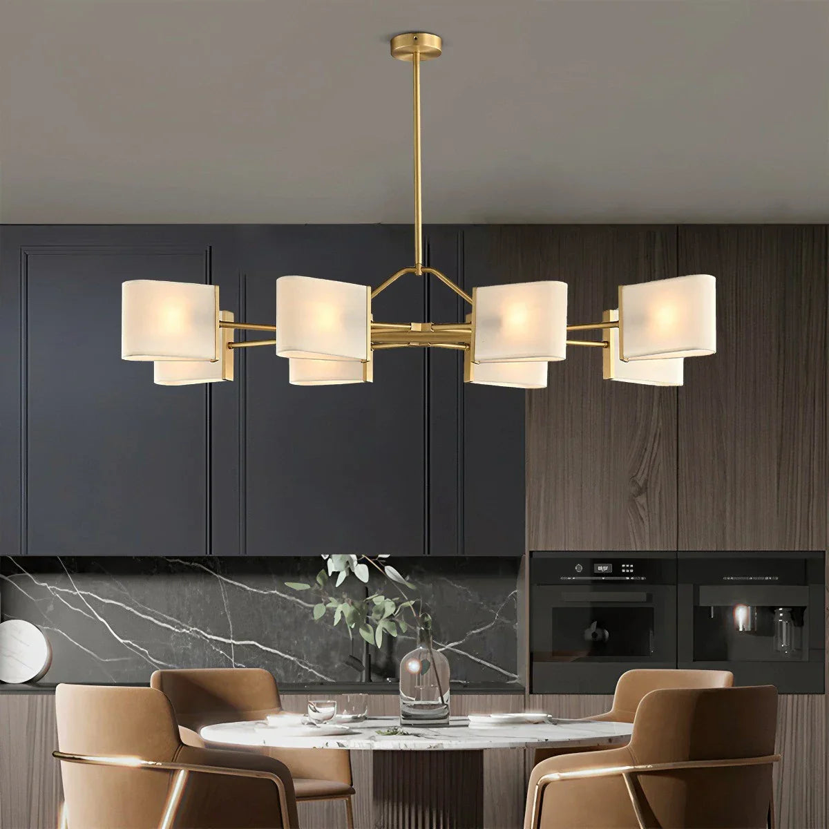 flairel American Retro Brass Fabric Chandelier