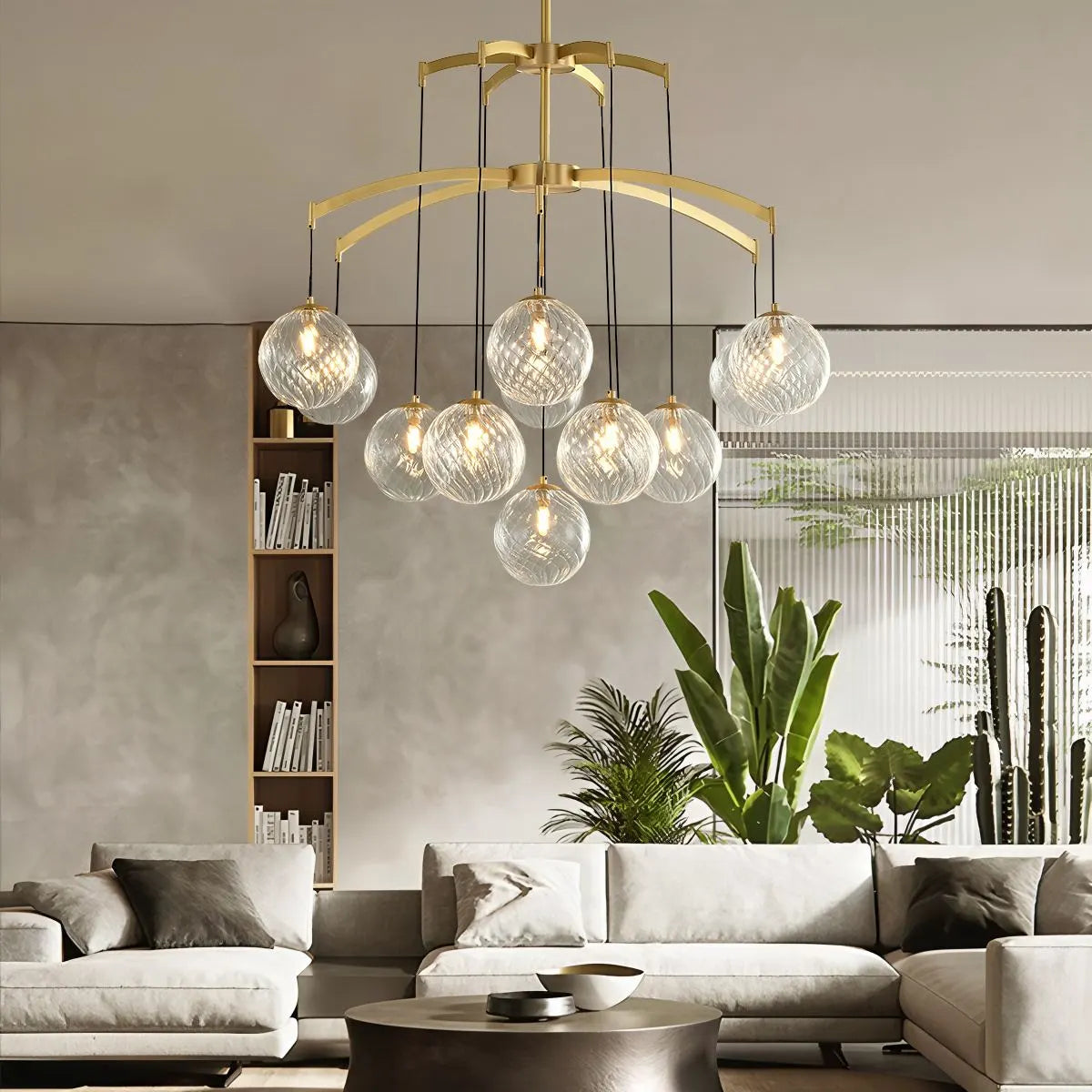 flairel Modern Luxury Copper Glass Ball Chandelier