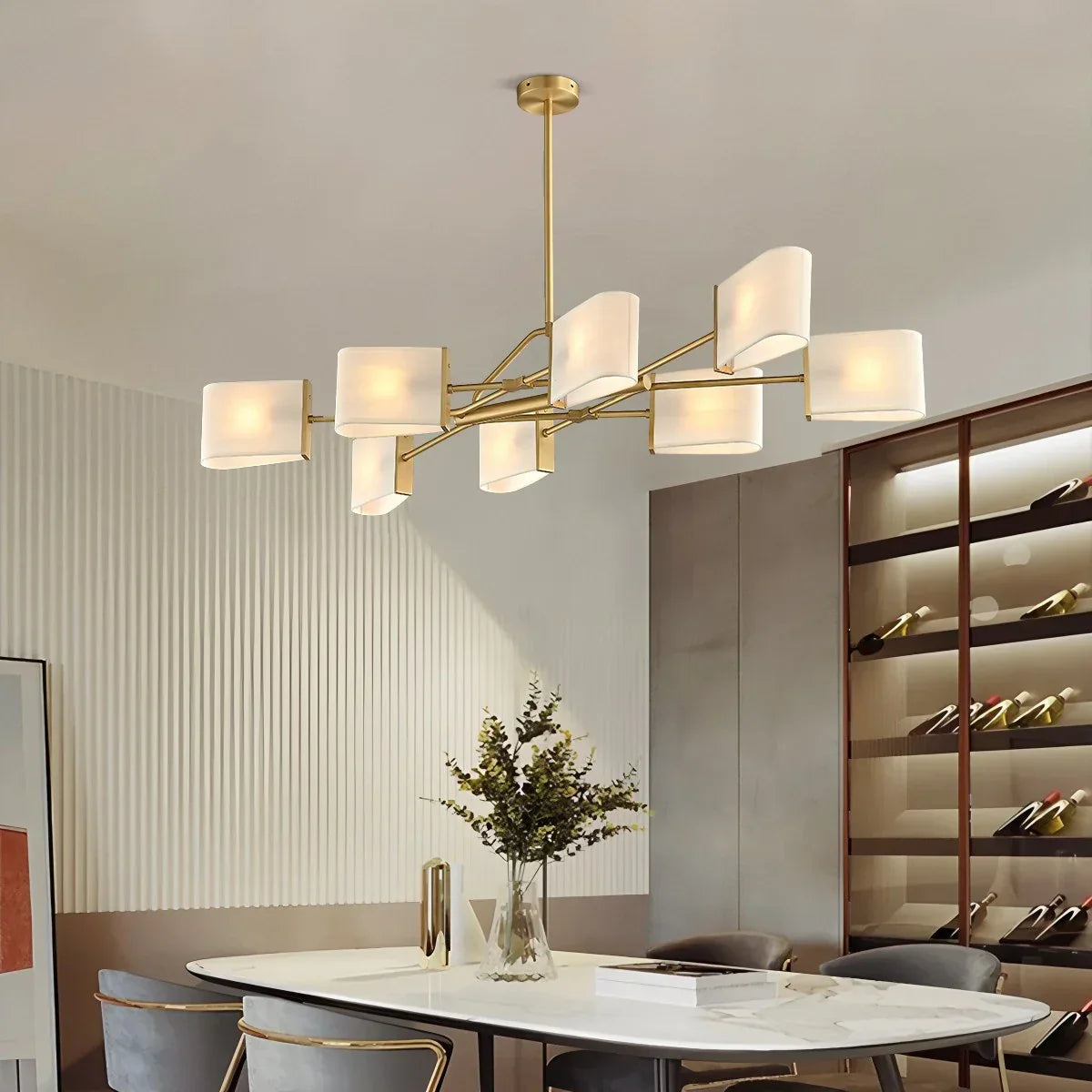 flairel American Retro Brass Fabric Chandelier