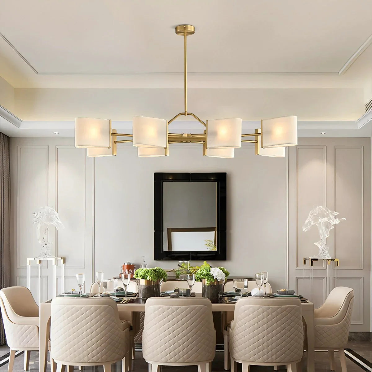 flairel American Retro Brass Fabric Chandelier