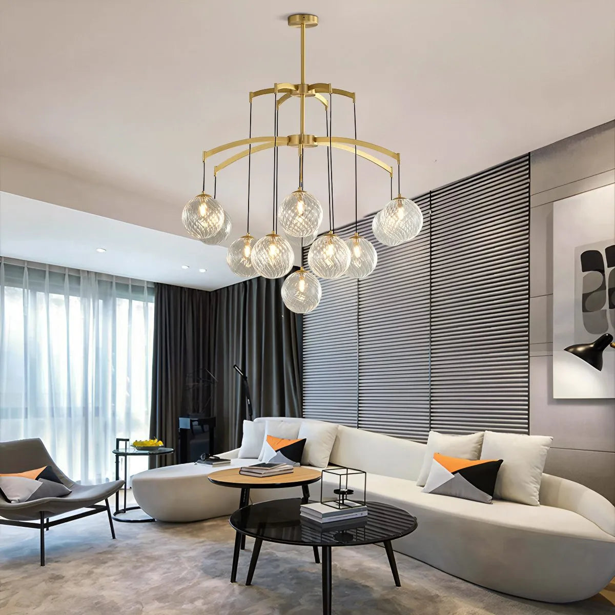 flairel Modern Luxury Copper Glass Ball Chandelier