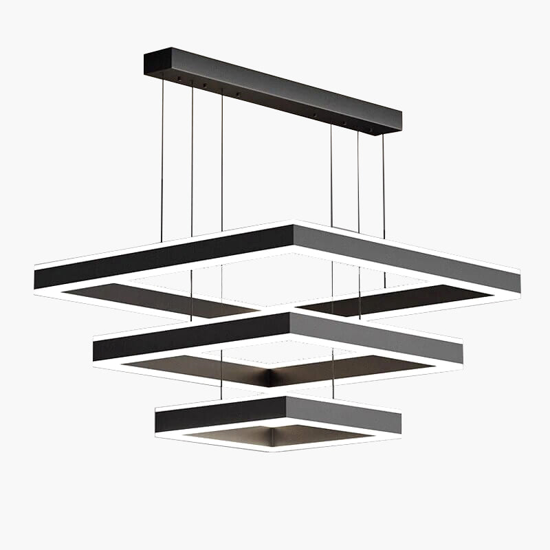 flairel Tiered Black Square Pendant Lamp for Living Room
