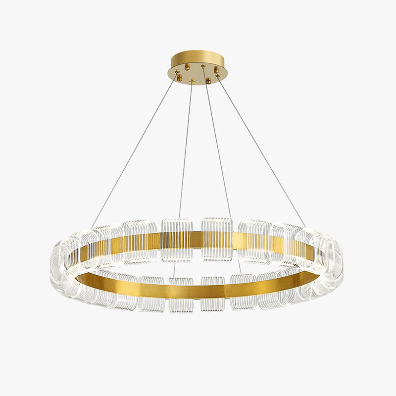 flairel Gold Circular Led Chandelier for Living Room