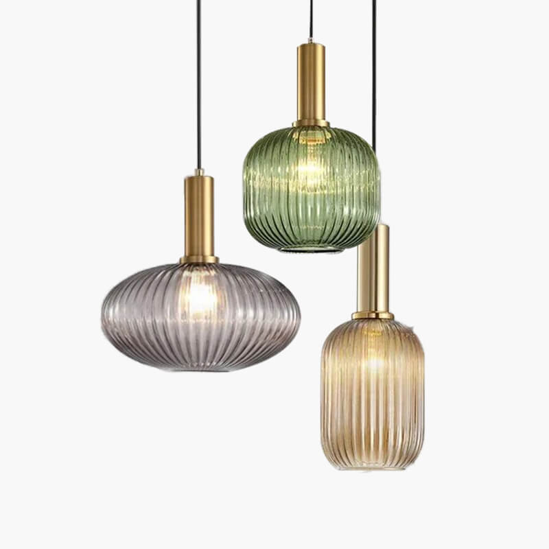 flairel Nordic Vintage Glass Striped Pendeant Light