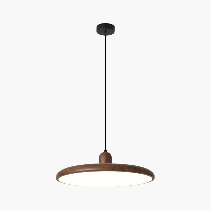 flairel Retro Walnut Color Round UFO Pendant Light
