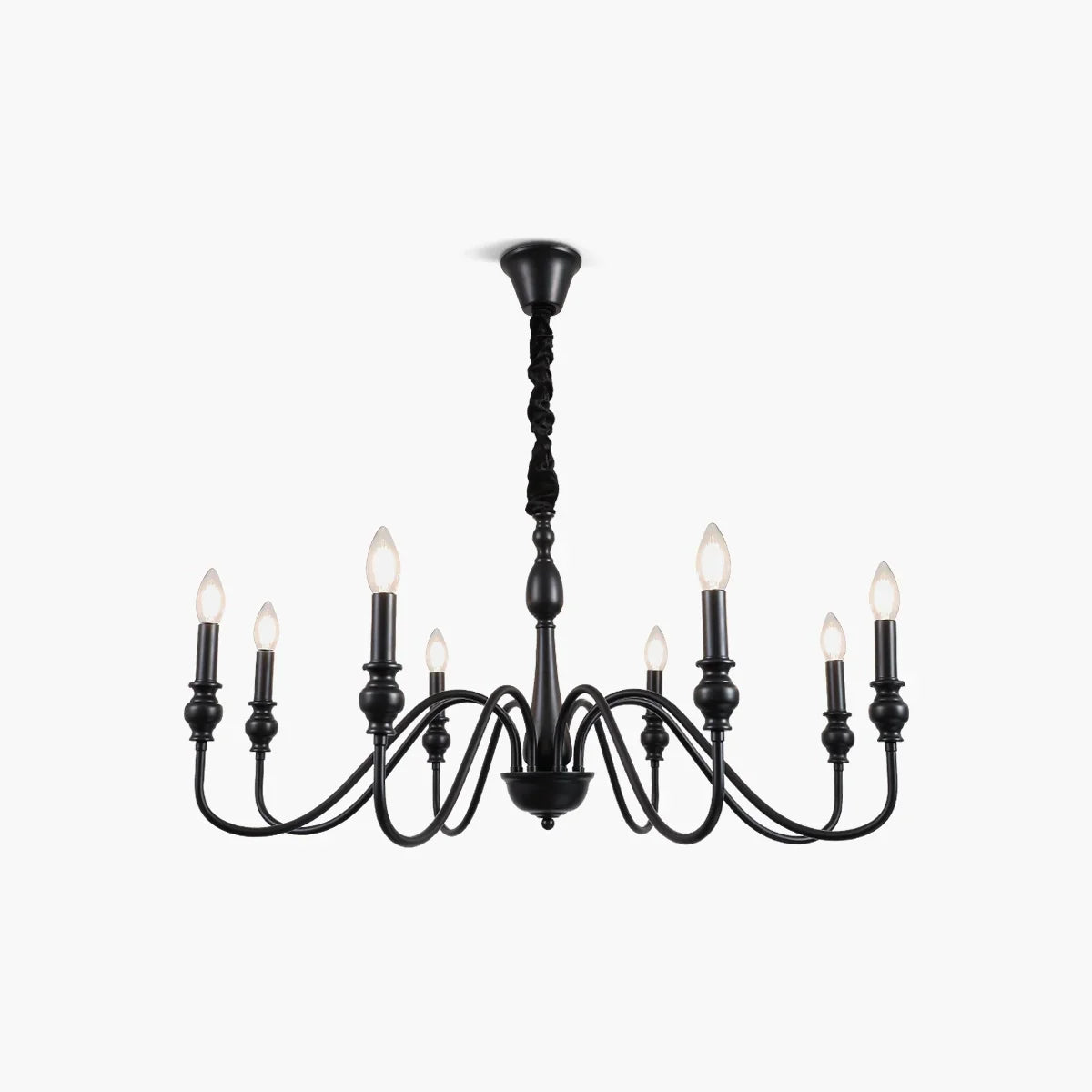 flairel American Simple Black Candle-Style Chandelier