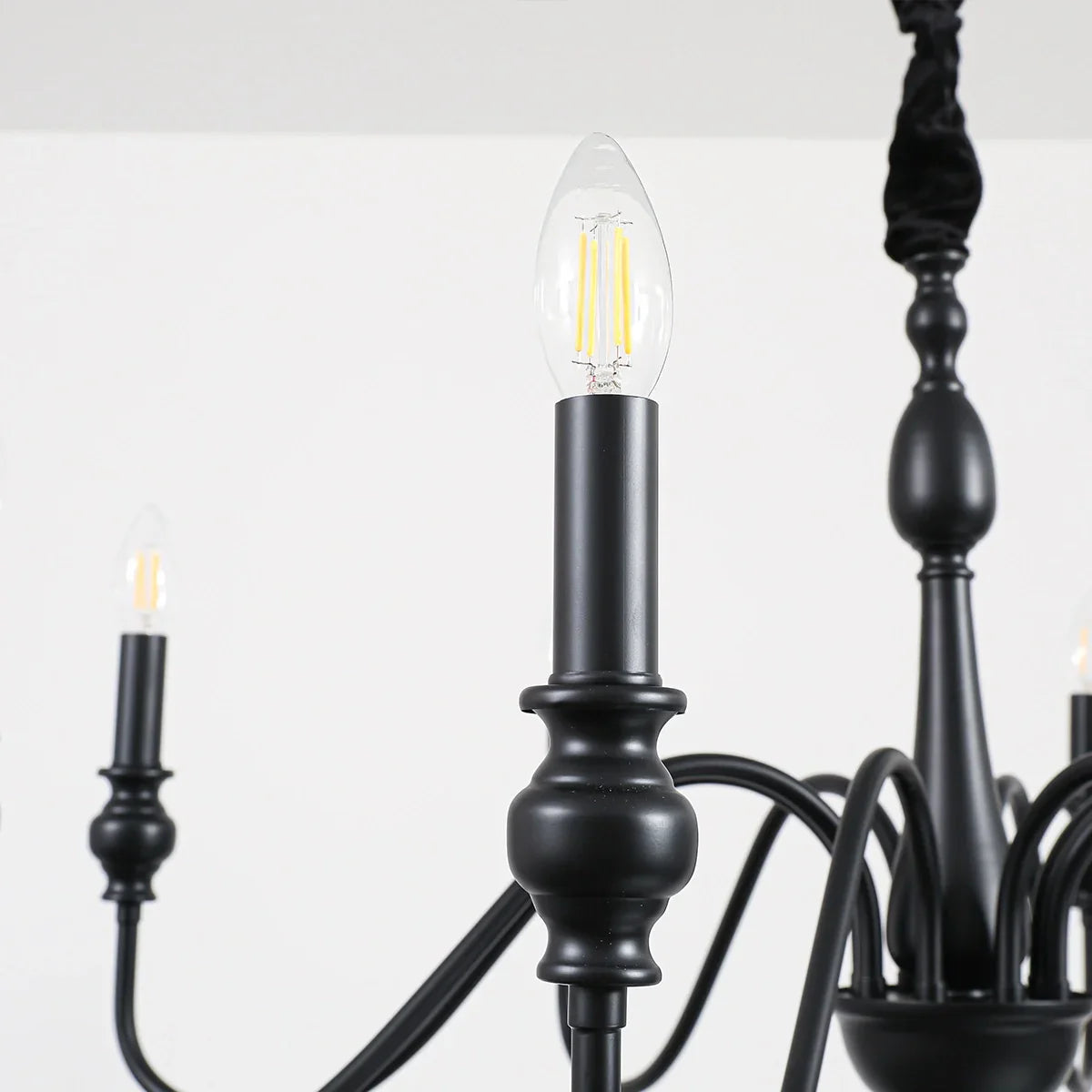 flairel American Simple Black Candle-Style Chandelier