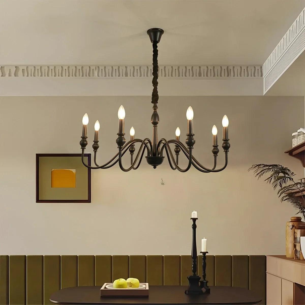 flairel American Simple Black Candle-Style Chandelier
