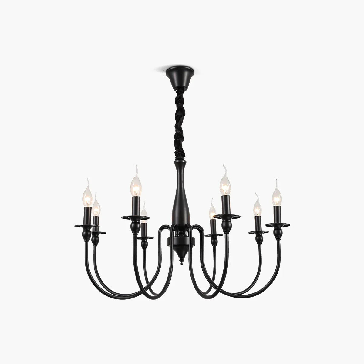 flairel American Retro Black Candle Chandelier