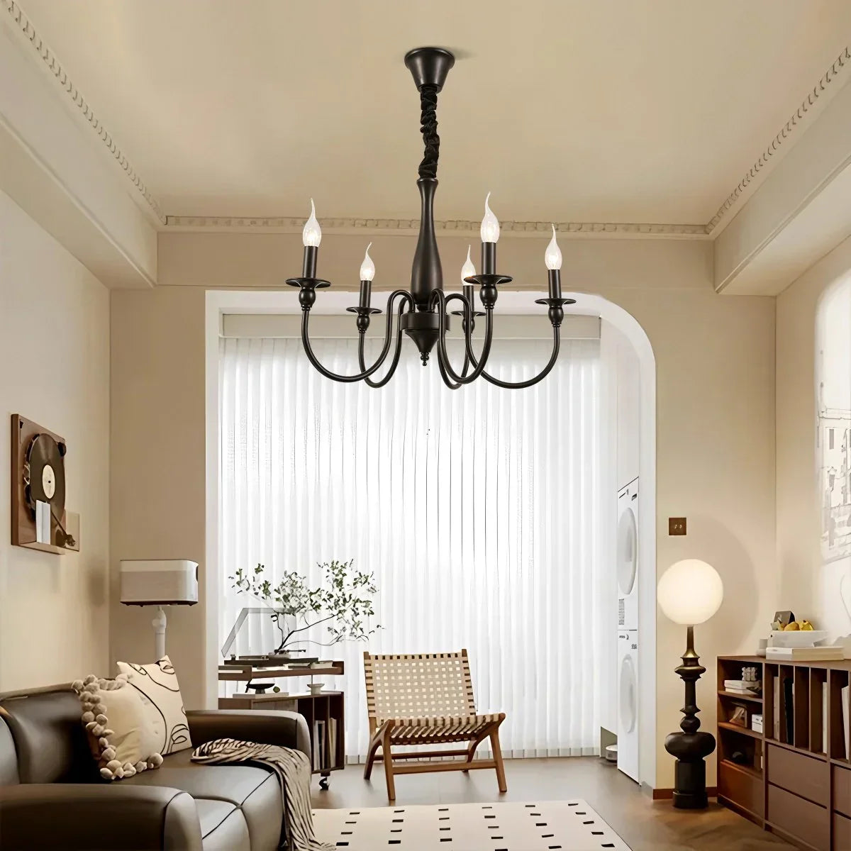 flairel American Retro Black Candle Chandelier