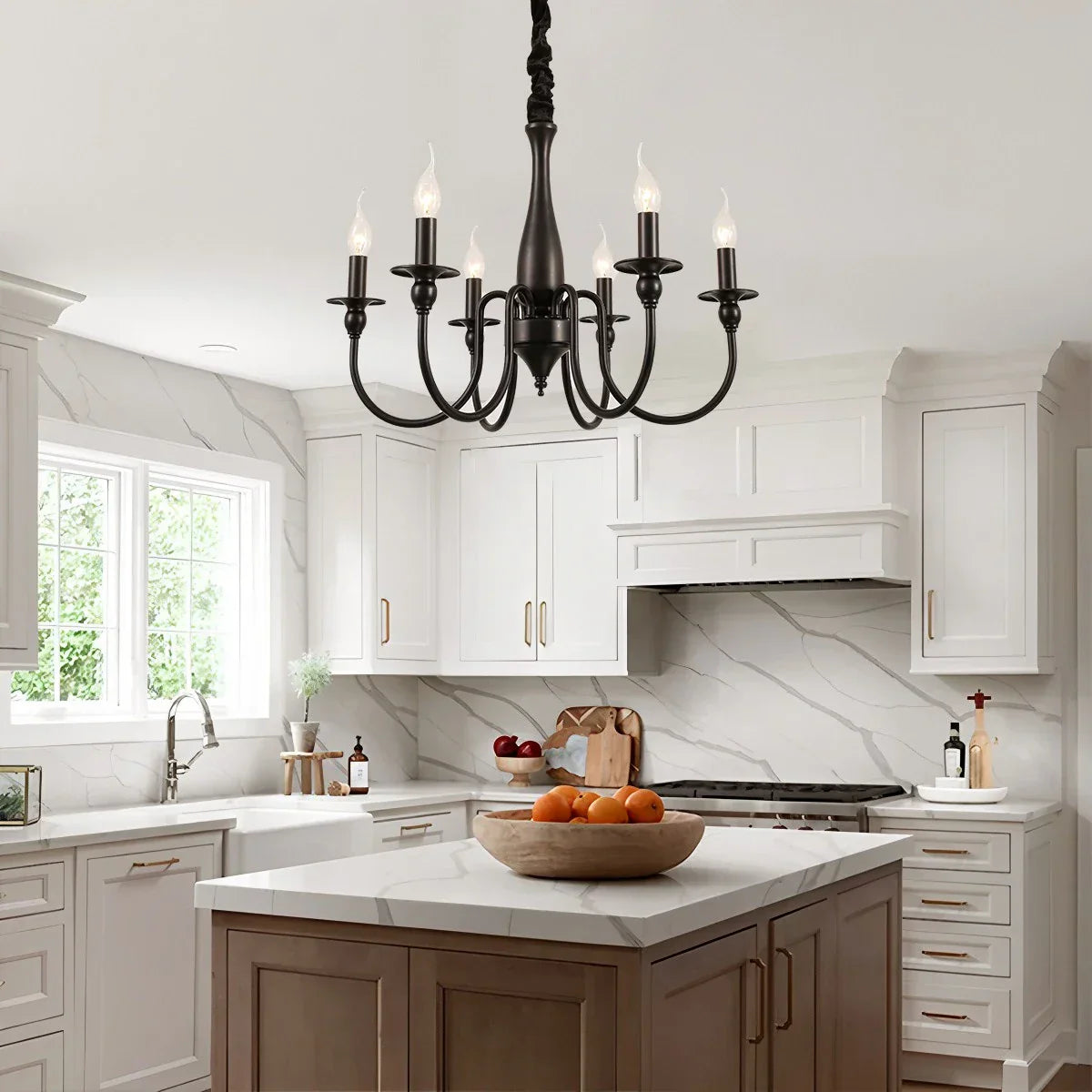 flairel American Retro Black Candle Chandelier
