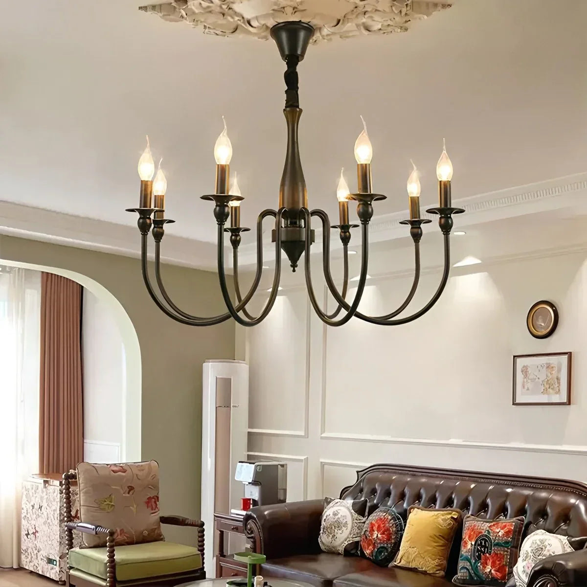 flairel American Retro Black Candle Chandelier