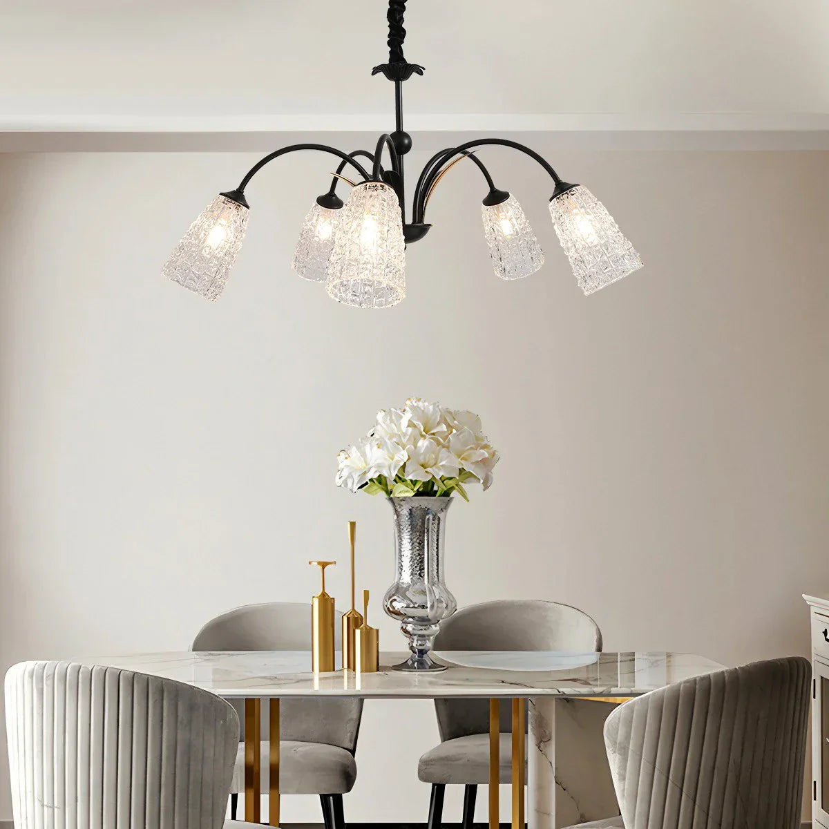 flairel American Retro Iron Glass Chandelier