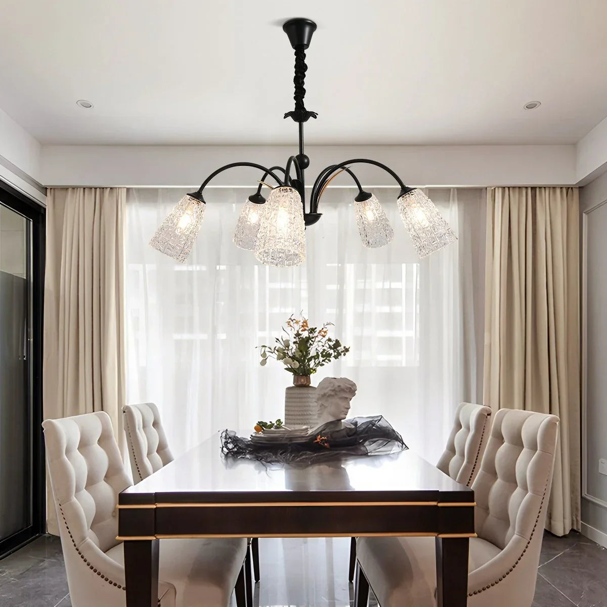 flairel American Retro Iron Glass Chandelier