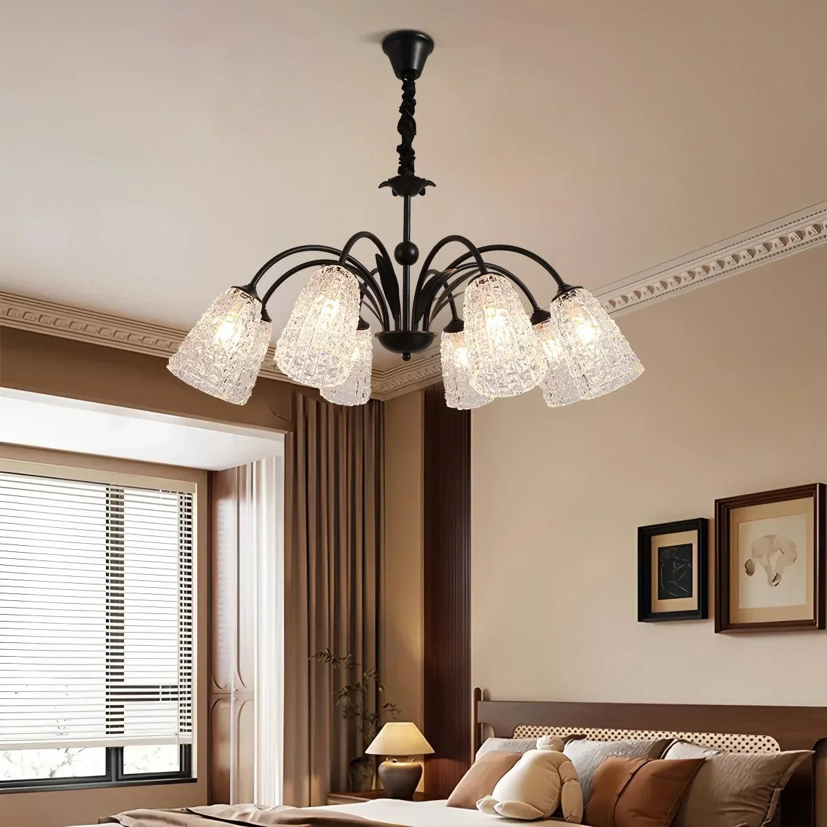 flairel American Retro Iron Glass Chandelier