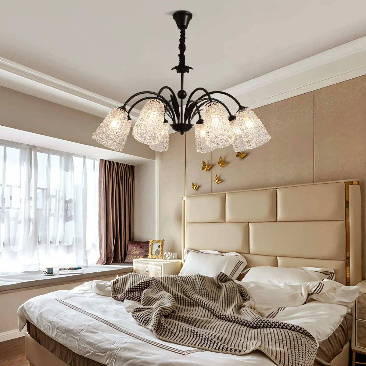 flairel American Retro Iron Glass Chandelier