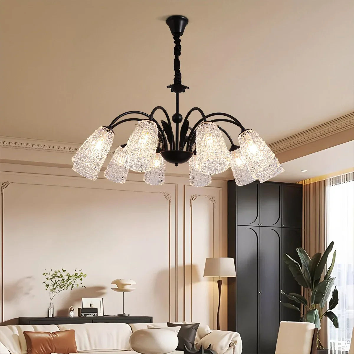 flairel American Retro Iron Glass Chandelier