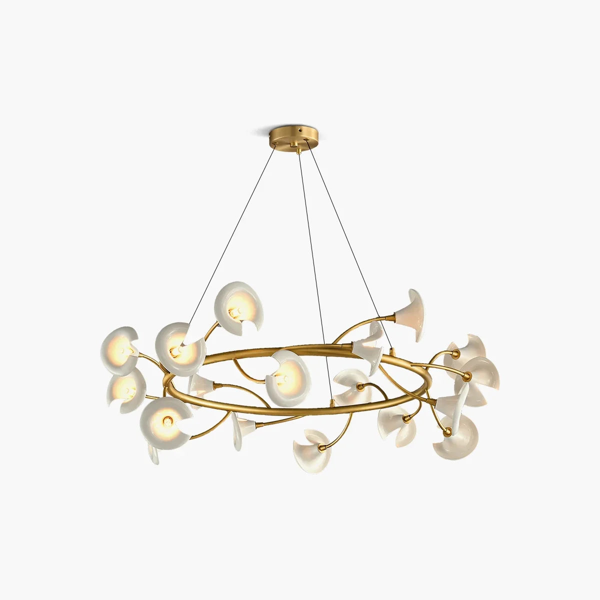 flairel French Luxury Copper Ceramic Flower Chandelier