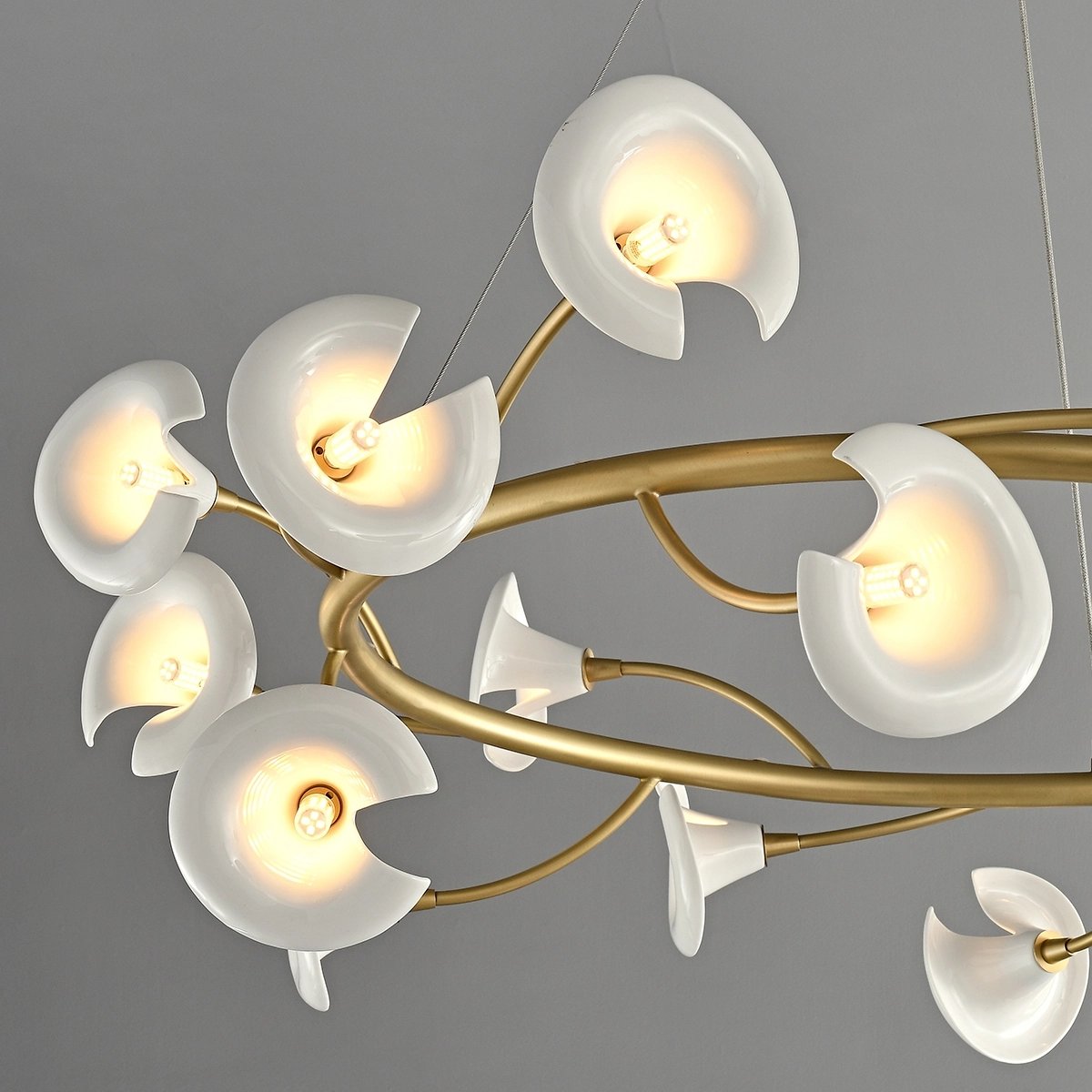 flairel French Luxury Copper Ceramic Flower Chandelier