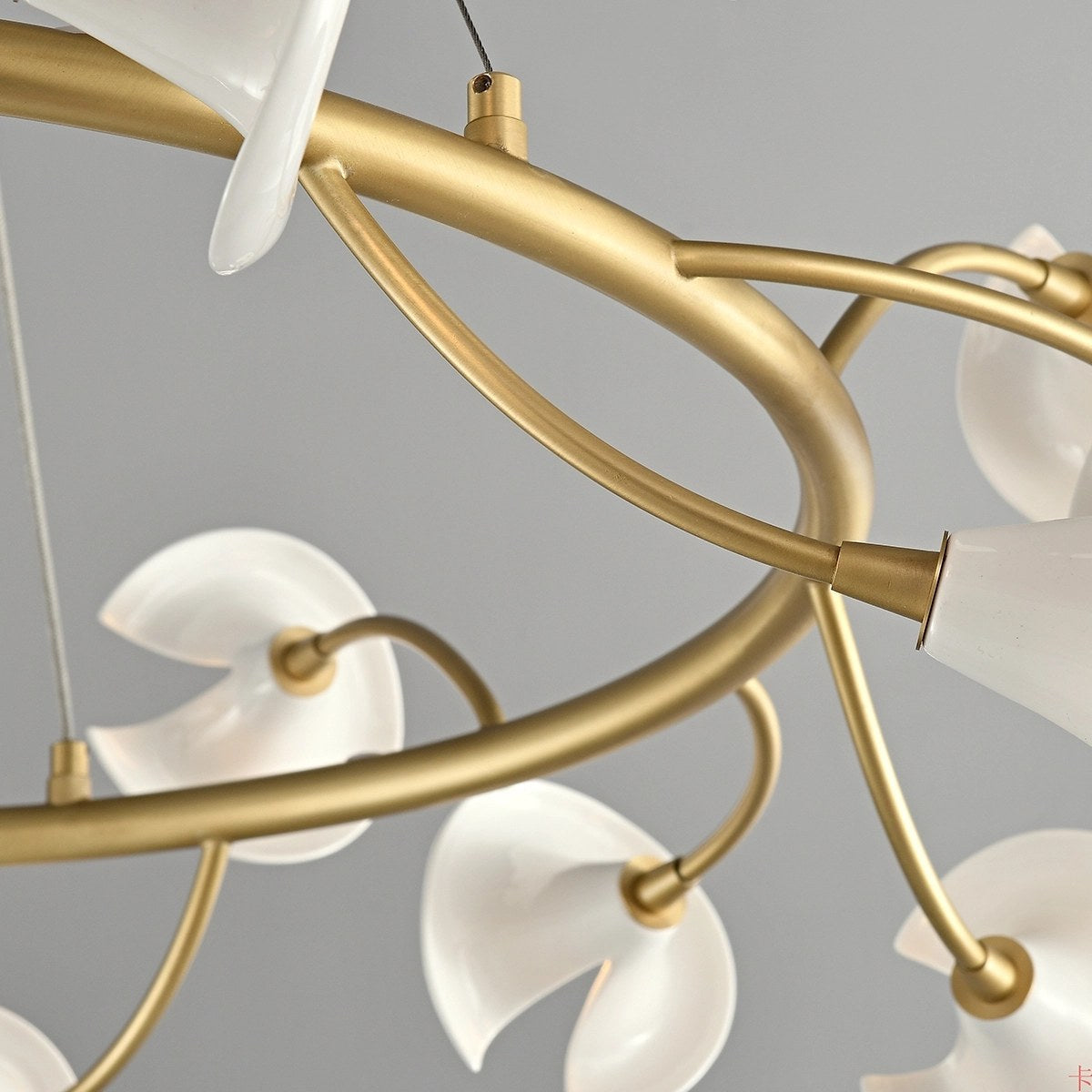 flairel French Luxury Copper Ceramic Flower Chandelier