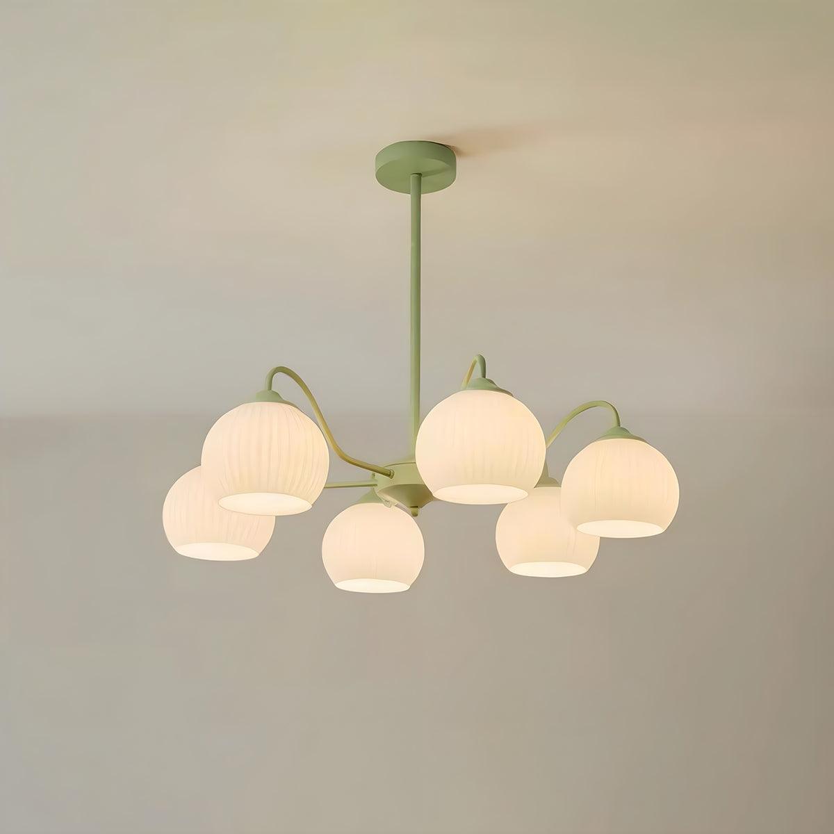 flairel Ribbed Glass Matcha Chandelier