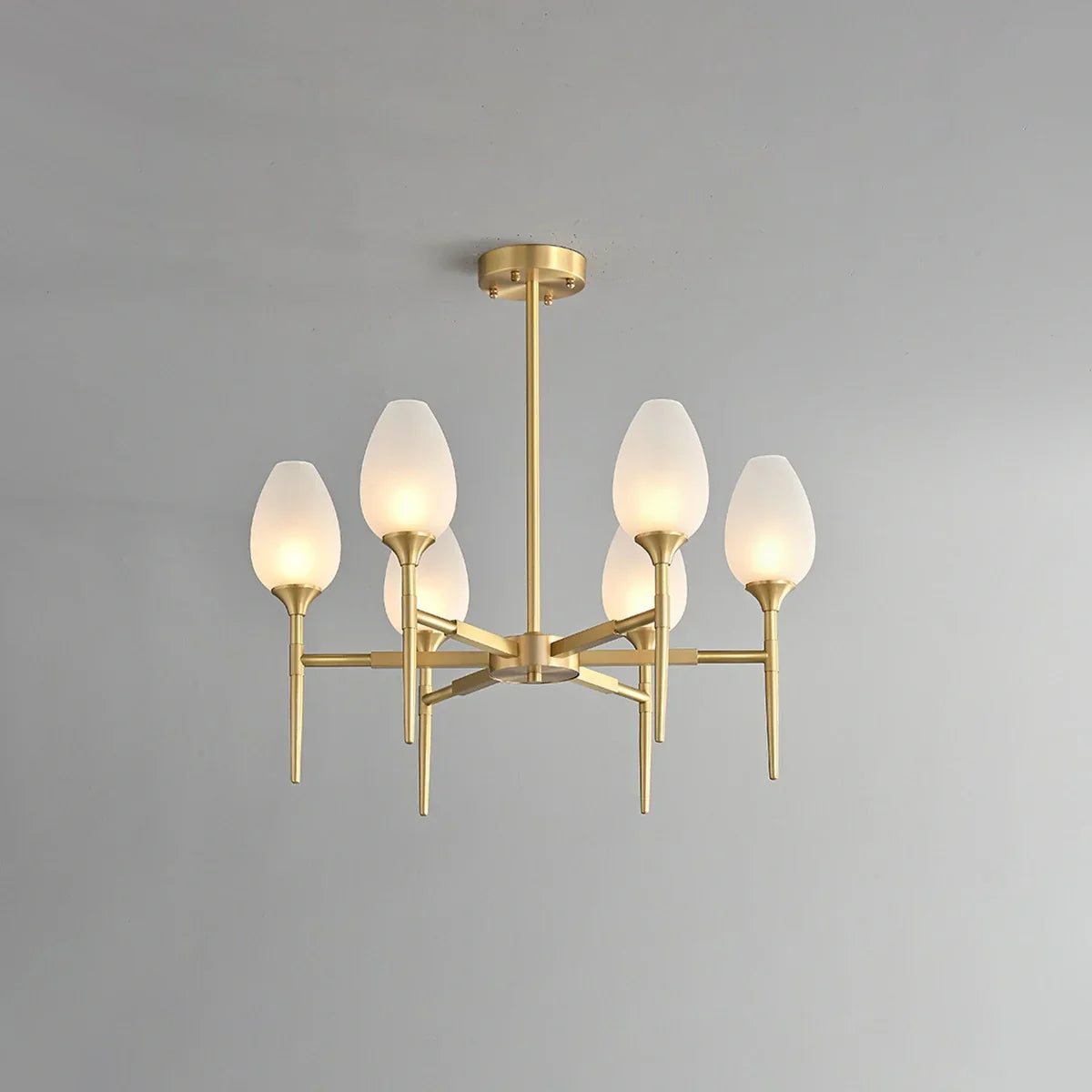 flairel American All-Copper Bud Glass Chandelier