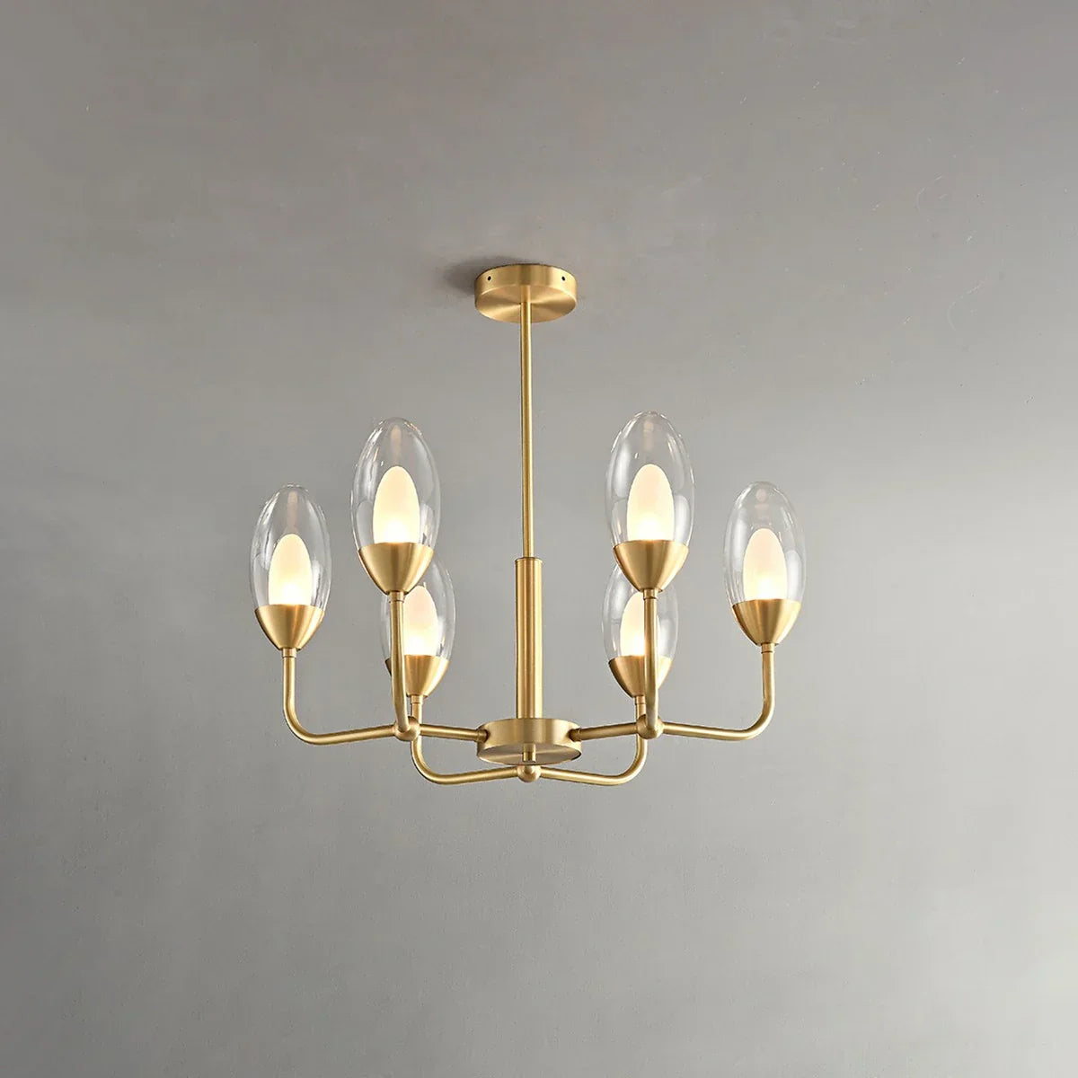flairel Luxury Copper & Transparent Glass Chandelier