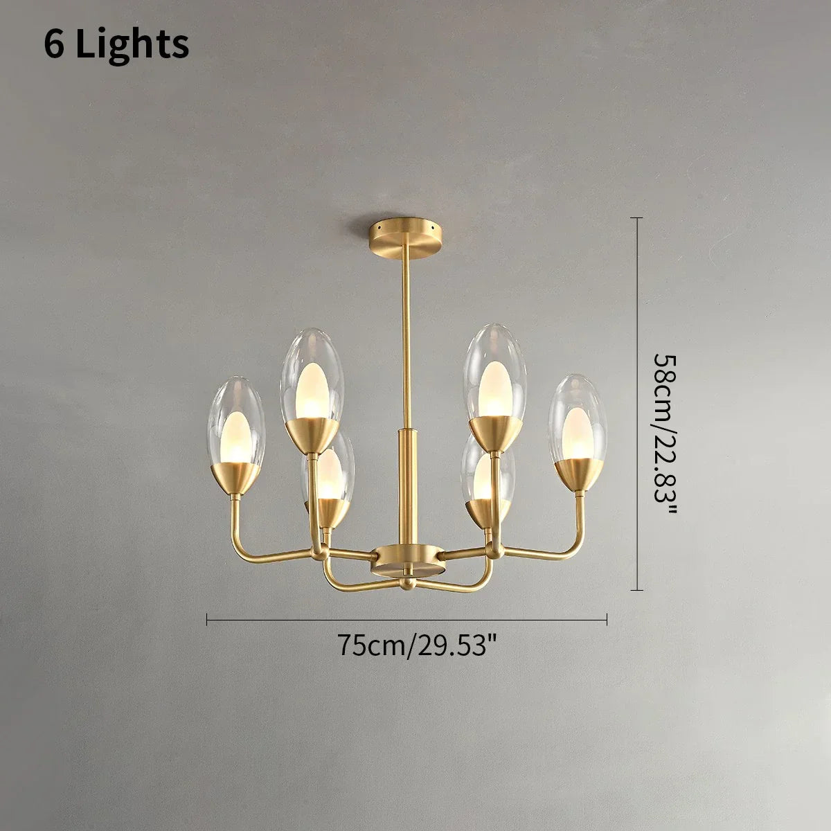 flairel Luxury Copper & Transparent Glass Chandelier