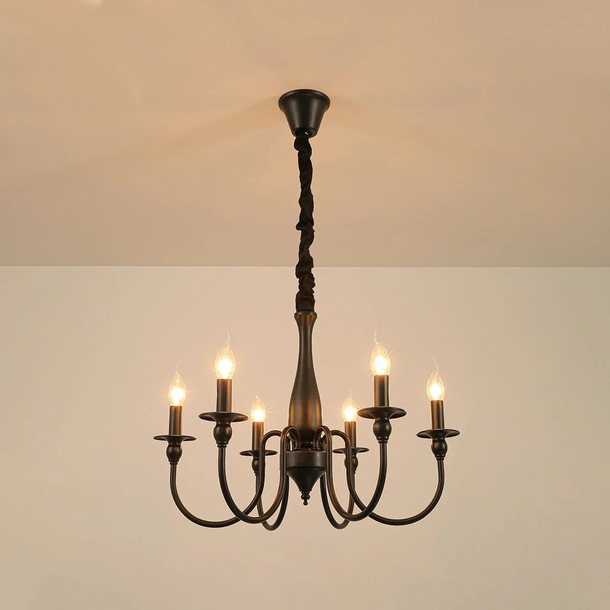 flairel American Retro Black Candle Chandelier