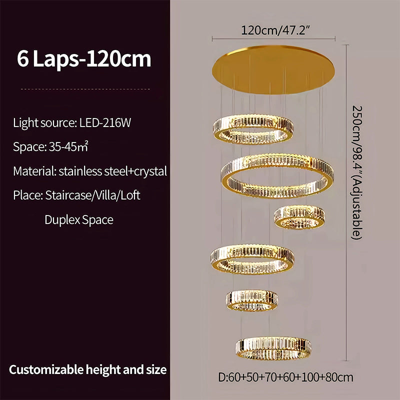 flairel Nordic Circular Villa Crystal Chandelier